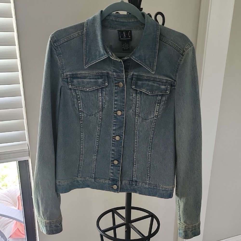 INC International Concepts Blue Jean Jacket Cropped Style